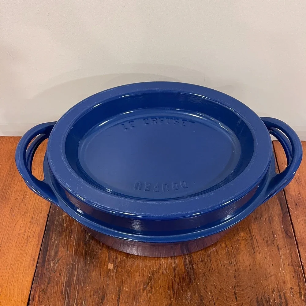 *VERY RARE* Le Creuset Doufeu Blue Cast Iron Enamel 9 3/4 Qt 9.2 L No. 35 France
